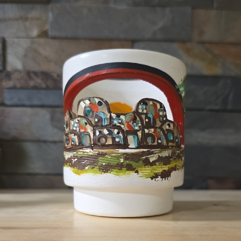 Vintage Pottery Votive Candle Holder New Mexico 1981